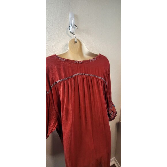JOHNNY WAS 3x RED Tunic Embroidered Cupra - long sleeve Shirt Blouse Top HOLIDAY - Picture 8 of 10